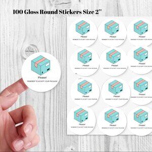 Please remember to accept ypur package 100ct round stickers